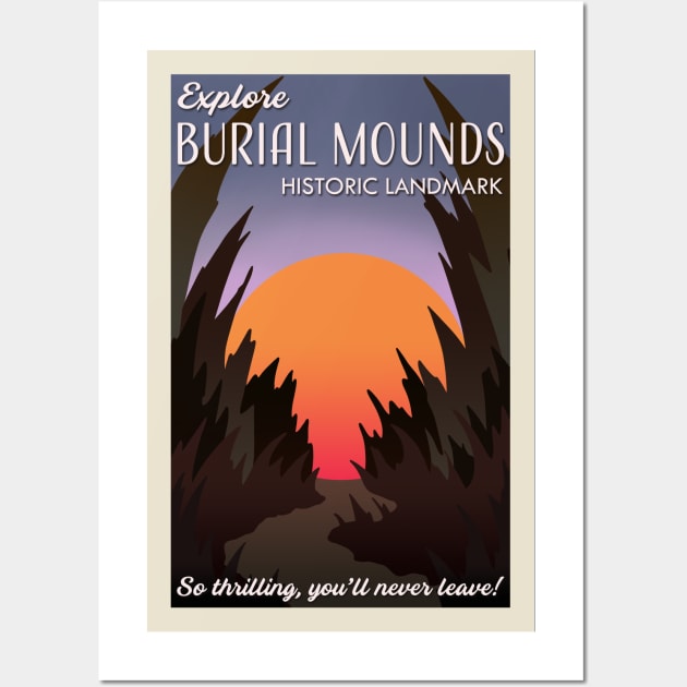 Visit Burial Mounds retro travel poster Wall Art by Antares Versatile Arts